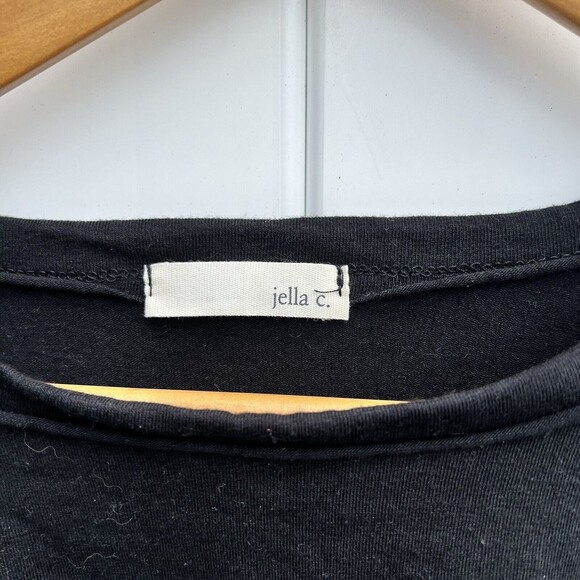 Jella C Crop Top Black Cutout Shirt Short Sleeve Tee Festival Crew Neck Small - Picture 4 of 6